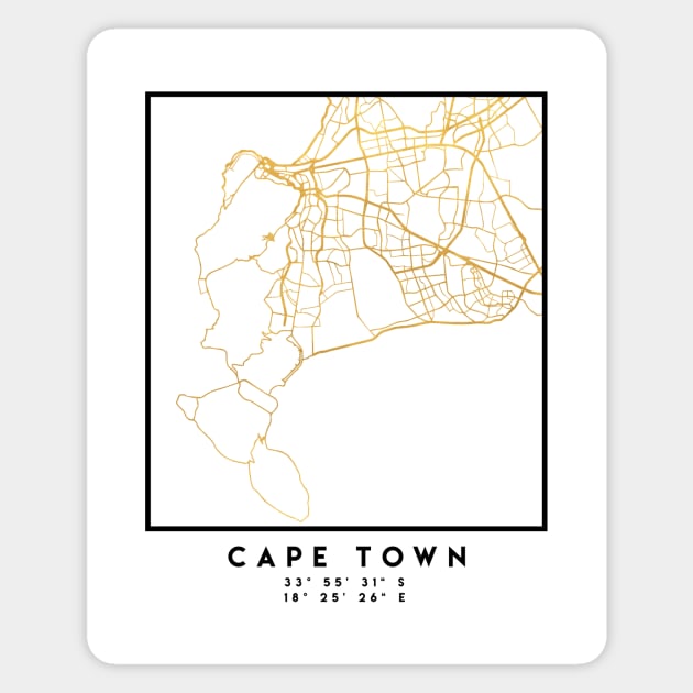 CAPE TOWN SOUTH AFRICA CITY STREET MAP ART Magnet by deificusArt
